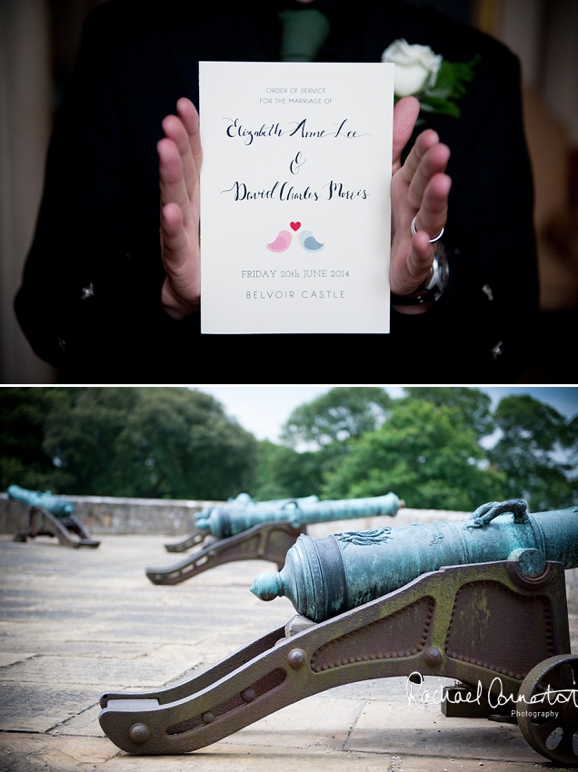 Professional photograph of the front of Belvoir Castle on a wedding day