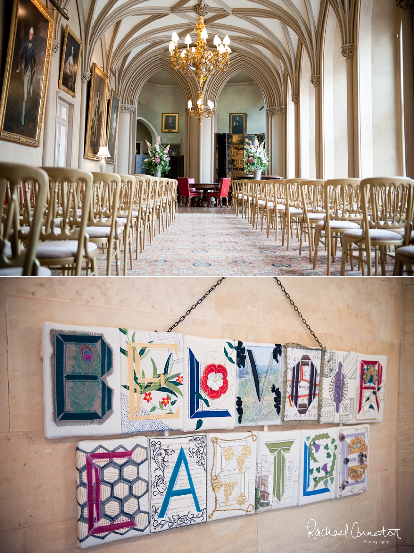 Professional photograph of the front of Belvoir Castle on a wedding day