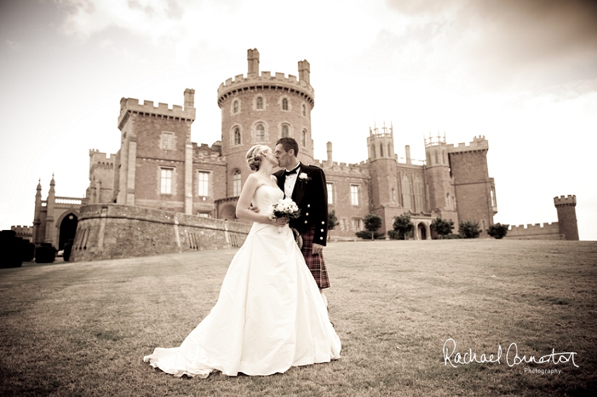 Professional photograph of the front of Belvoir Castle on a wedding day