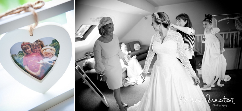 Professional photograph of wedding bunting outside wedding marquee