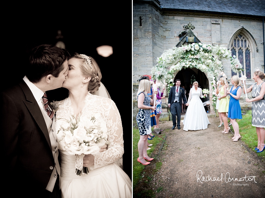 Professional photograph of wedding bunting outside wedding marquee