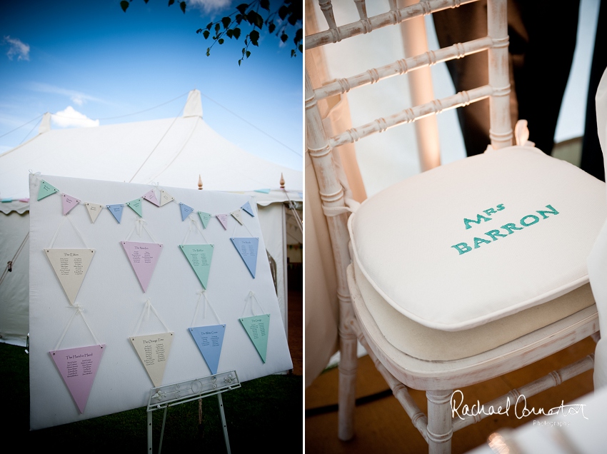 Professional photograph of wedding bunting outside wedding marquee