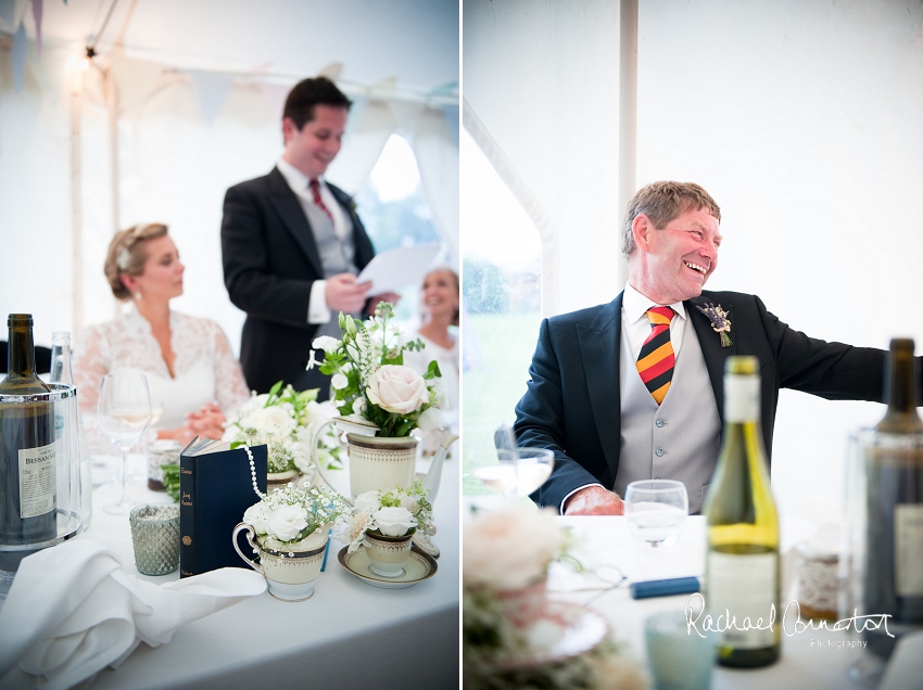 Professional photograph of wedding bunting outside wedding marquee