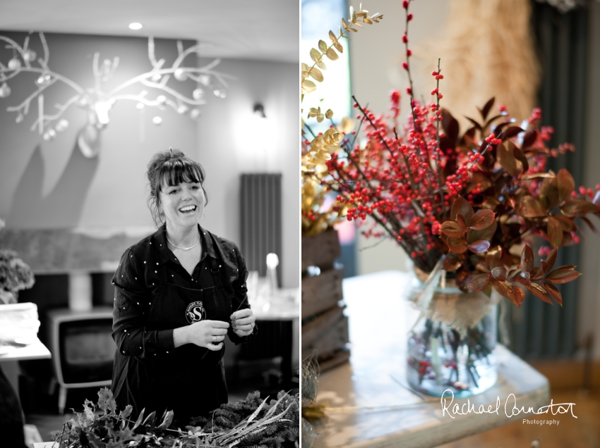 Professional colour photograph of Christmas Wreath making with Sophie's Flower Co at Chequers Inn, Woolsthorpe by Rachael Connerton Photography