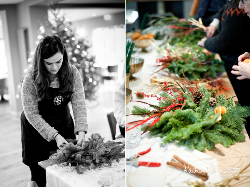 Professional colour photograph of Christmas Wreath making with Sophie's Flower Co at Chequers Inn, Woolsthorpe by Rachael Connerton Photography