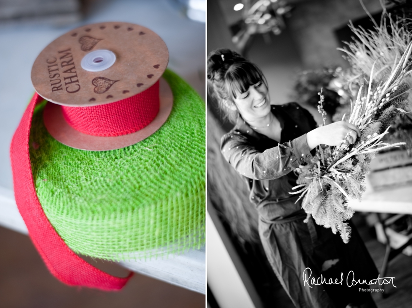 Professional colour photograph of Christmas Wreath making with Sophie's Flower Co at Chequers Inn, Woolsthorpe by Rachael Connerton Photography