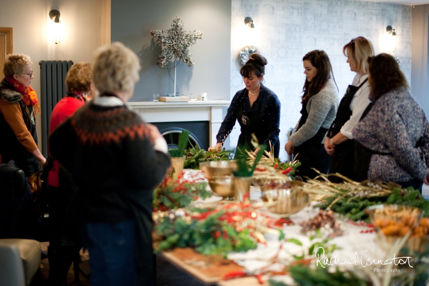 Professional colour photograph of Christmas Wreath making with Sophie's Flower Co at Chequers Inn, Woolsthorpe by Rachael Connerton Photography