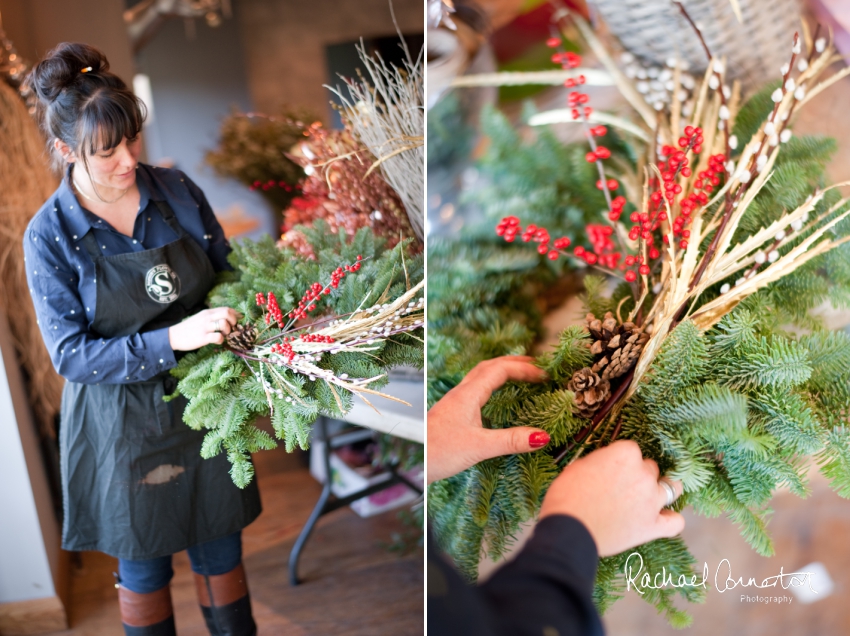 Professional colour photograph of Christmas Wreath making with Sophie's Flower Co at Chequers Inn, Woolsthorpe by Rachael Connerton Photography