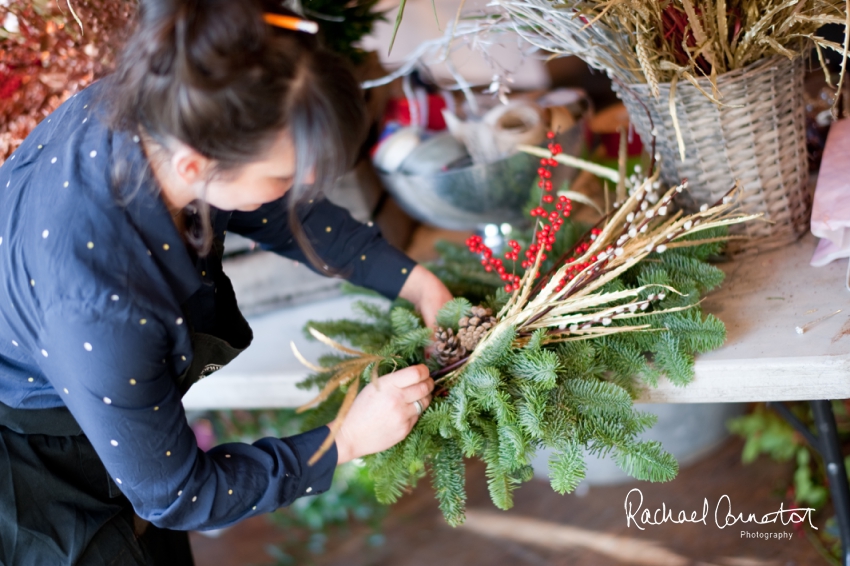 Professional colour photograph of Christmas Wreath making with Sophie's Flower Co at Chequers Inn, Woolsthorpe by Rachael Connerton Photography