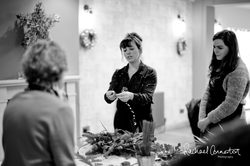 Professional colour photograph of Christmas Wreath making with Sophie's Flower Co at Chequers Inn, Woolsthorpe by Rachael Connerton Photography