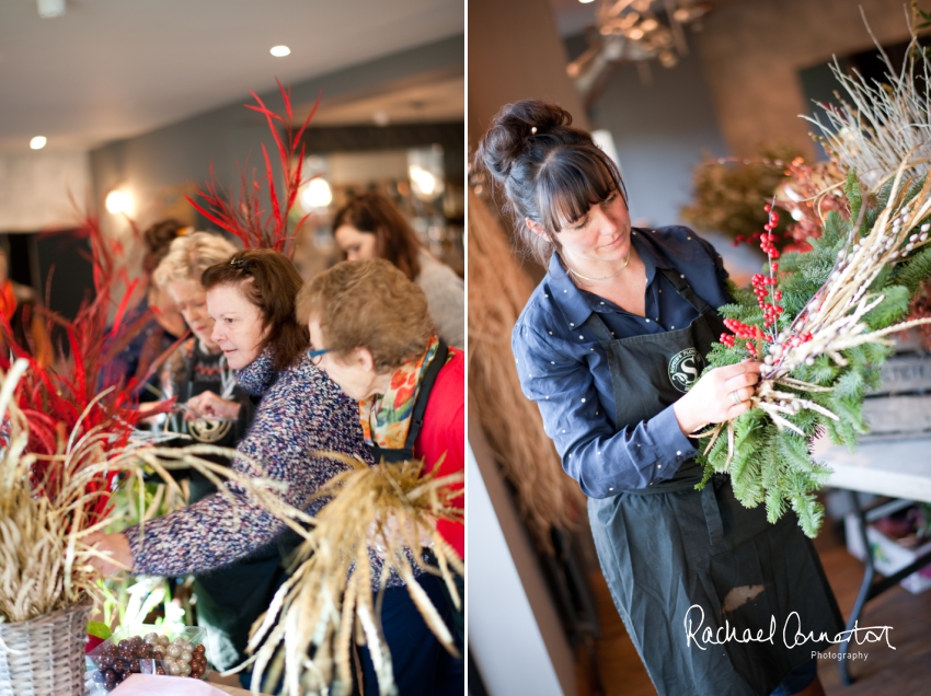Professional colour photograph of Christmas Wreath making with Sophie's Flower Co at Chequers Inn, Woolsthorpe by Rachael Connerton Photography