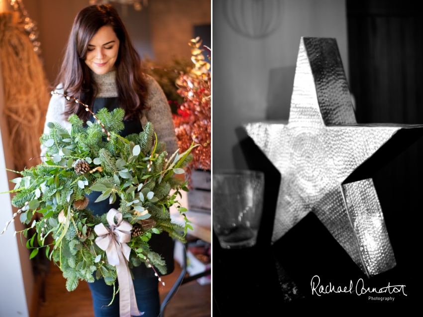 Professional colour photograph of Christmas Wreath making with Sophie's Flower Co at Chequers Inn, Woolsthorpe by Rachael Connerton Photography