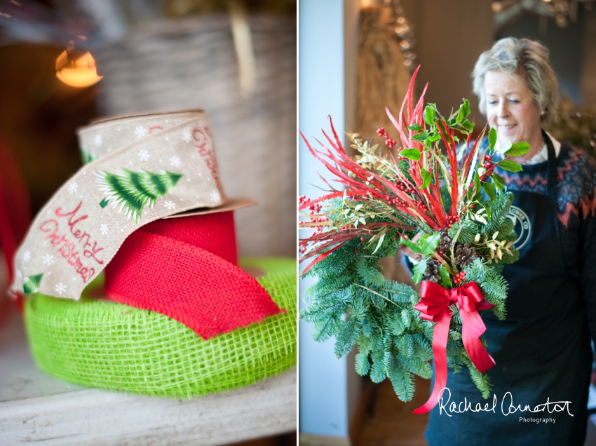 Professional colour photograph of Christmas Wreath making with Sophie's Flower Co at Chequers Inn, Woolsthorpe by Rachael Connerton Photography