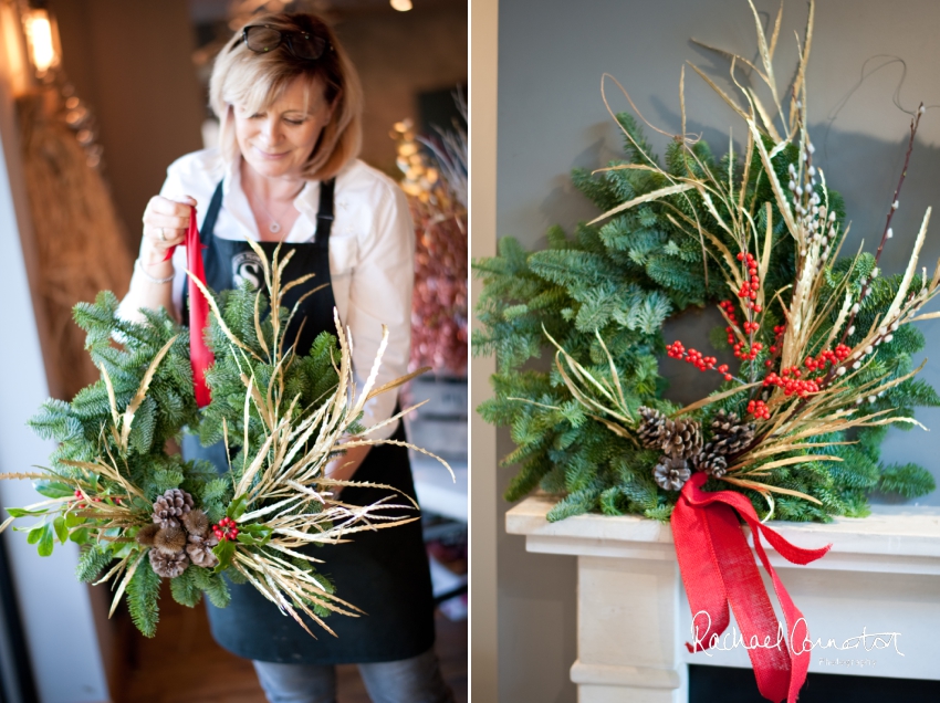Professional colour photograph of Christmas Wreath making with Sophie's Flower Co at Chequers Inn, Woolsthorpe by Rachael Connerton Photography