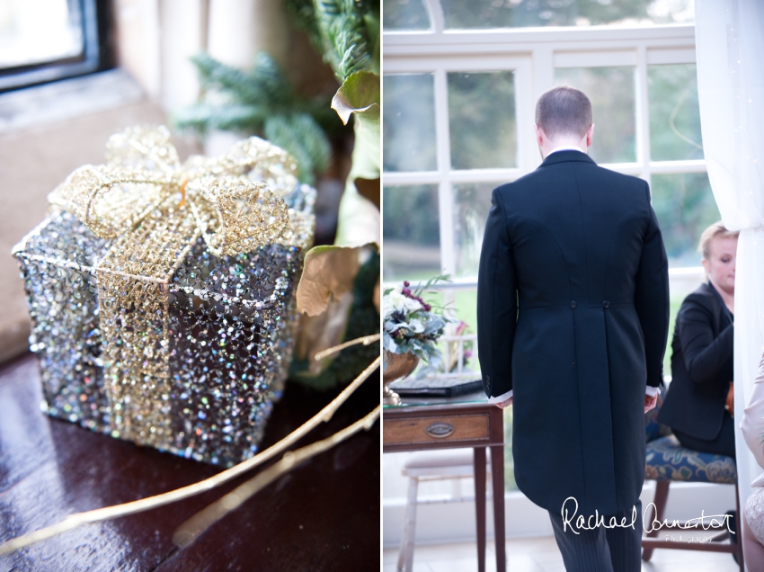 Professional colour photograph of Sarah and Johnathan's Christmas wedding at Stapleford Park by Rachael Connerton Photography