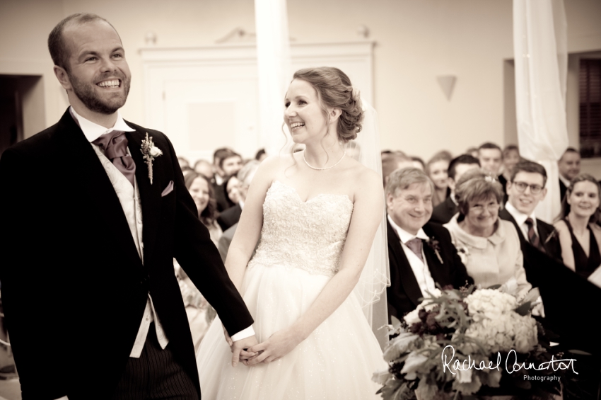 Professional colour photograph of Sarah and Johnathan's Christmas wedding at Stapleford Park by Rachael Connerton Photography