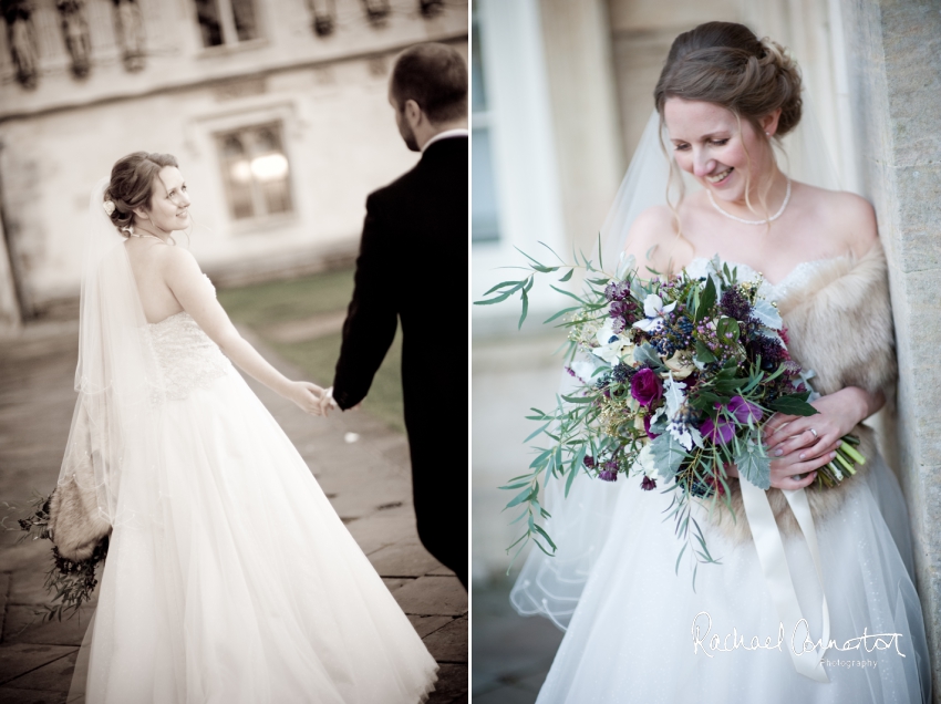 Professional colour photograph of Sarah and Johnathan's Christmas wedding at Stapleford Park by Rachael Connerton Photography