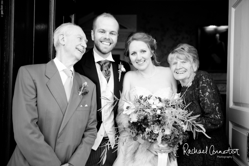 Professional colour photograph of Sarah and Johnathan's Christmas wedding at Stapleford Park by Rachael Connerton Photography