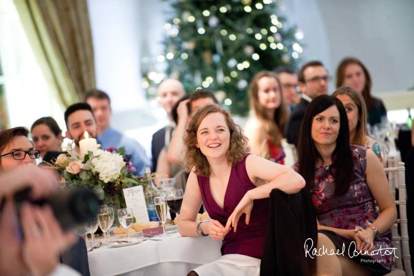 Professional colour photograph of Sarah and Johnathan's Christmas wedding at Stapleford Park by Rachael Connerton Photography
