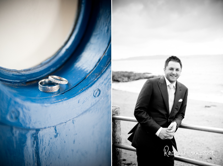 Professional colour photograph of Holly and Chris' Cornwall beach wedding at Palhawn Fort by Rachael Connerton Photography