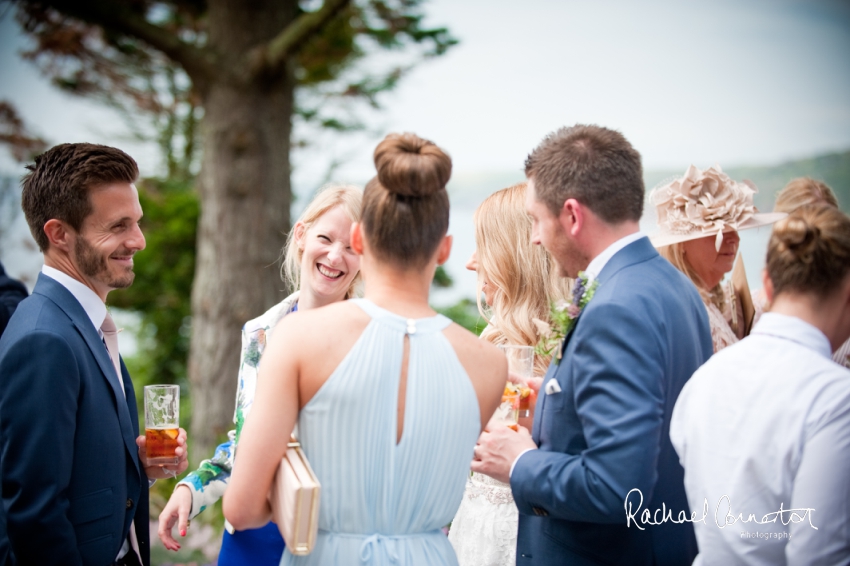 Professional colour photograph of Holly and Chris' Cornwall beach wedding at Palhawn Fort by Rachael Connerton Photography