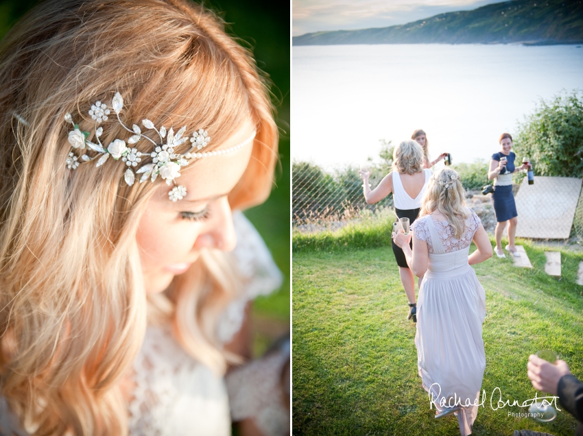 Professional colour photograph of Holly and Chris' Cornwall beach wedding at Palhawn Fort by Rachael Connerton Photography