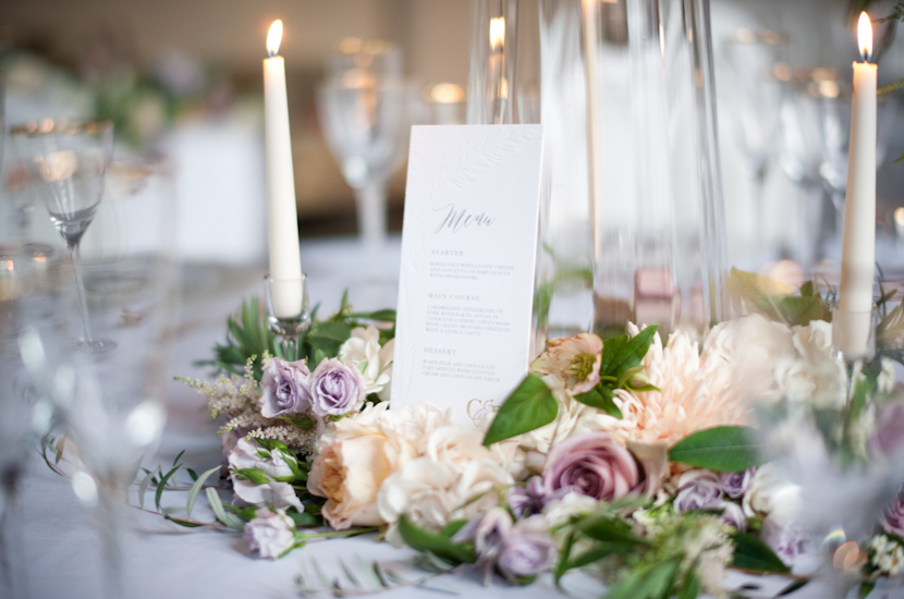 Professional colour photograph of wedding breakfast table